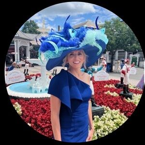 Elegant Blue Hat with Feathers | Kentucky Derby